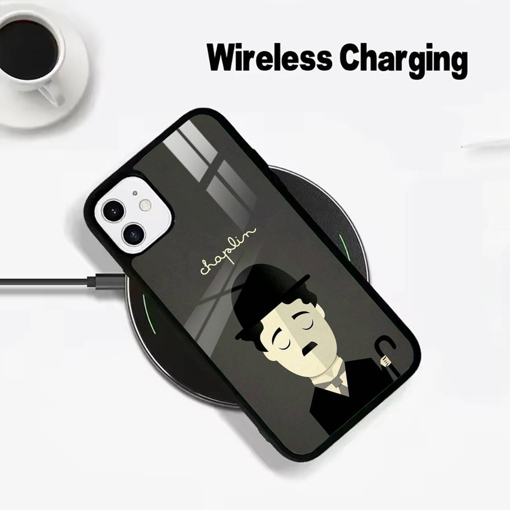 C-Charlie Chaplin Phone Case For IPhone17 16 15 14 13 12 11 Pro Max 16/15/14Plus Wireless Charger Cover Funda