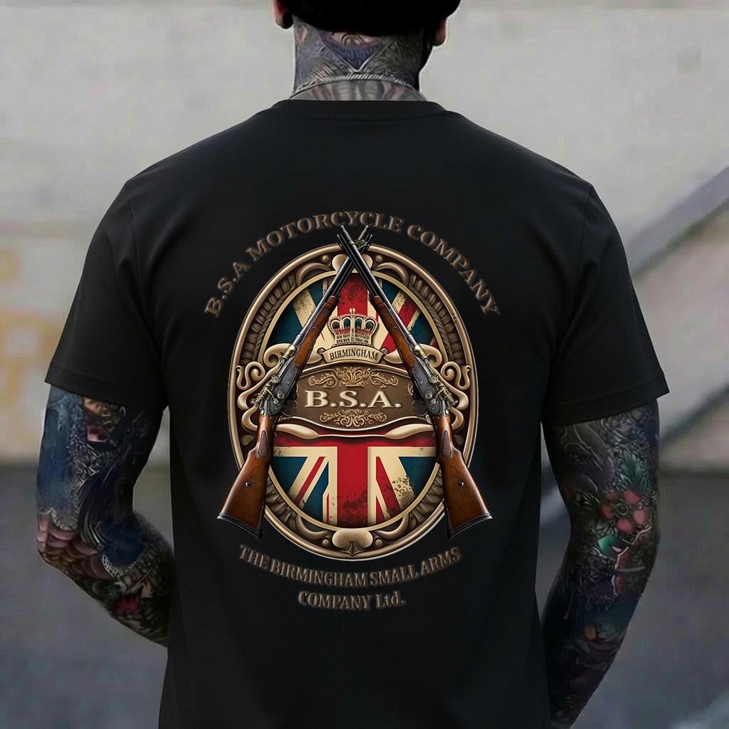 BSA Vintage style motorcycle retro badge T-Shirt M