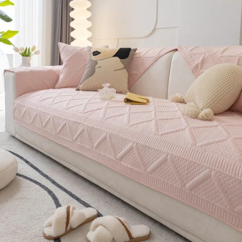 

Утолщенный чехол для дивана из чистого хлопка для гостиной, нескользящая подушка для дивана в ромбовидную клетку, L-образный коврик для дивана, подушка для сиденья, современный дом 70x70cm 1pcs