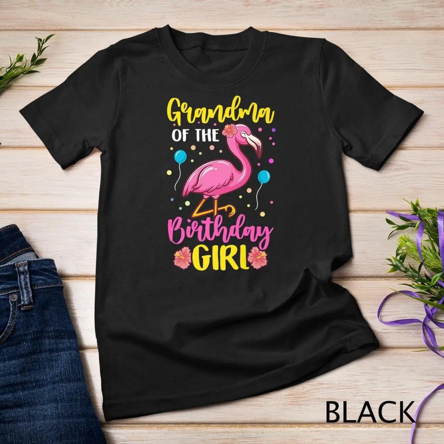 Grandma of the Birthday Girl Flamingo Party Family Premium T shirt S