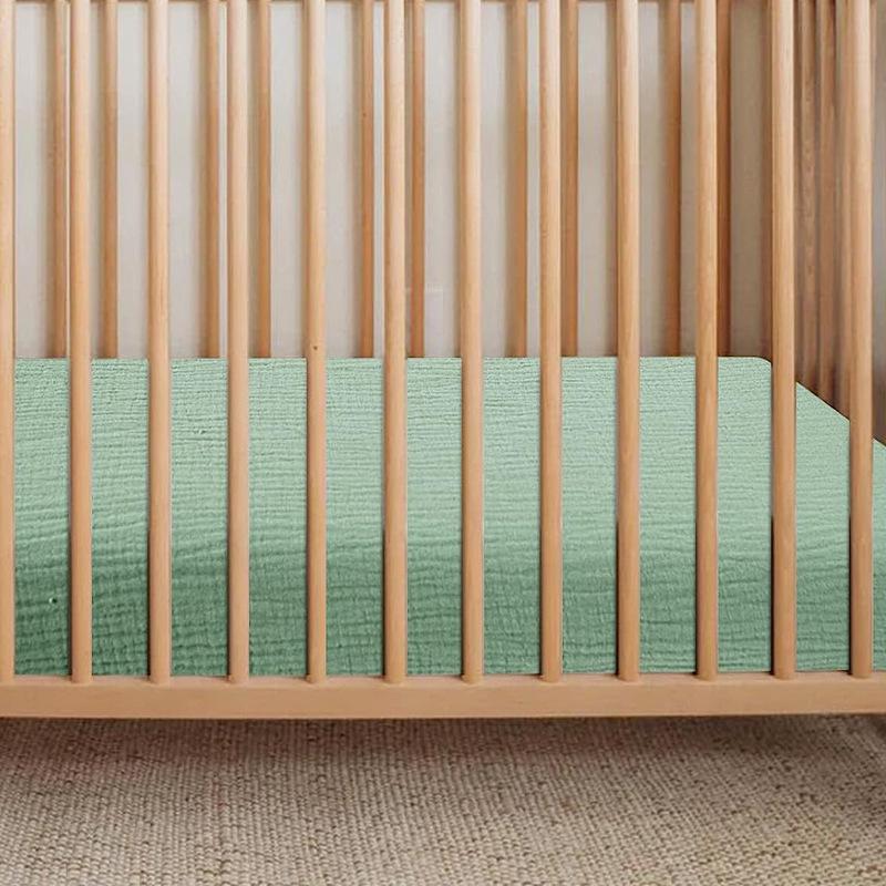 Baby Pure Cotton Double Layer Gauze Crinkle Fitted Sheet Bed Cover
