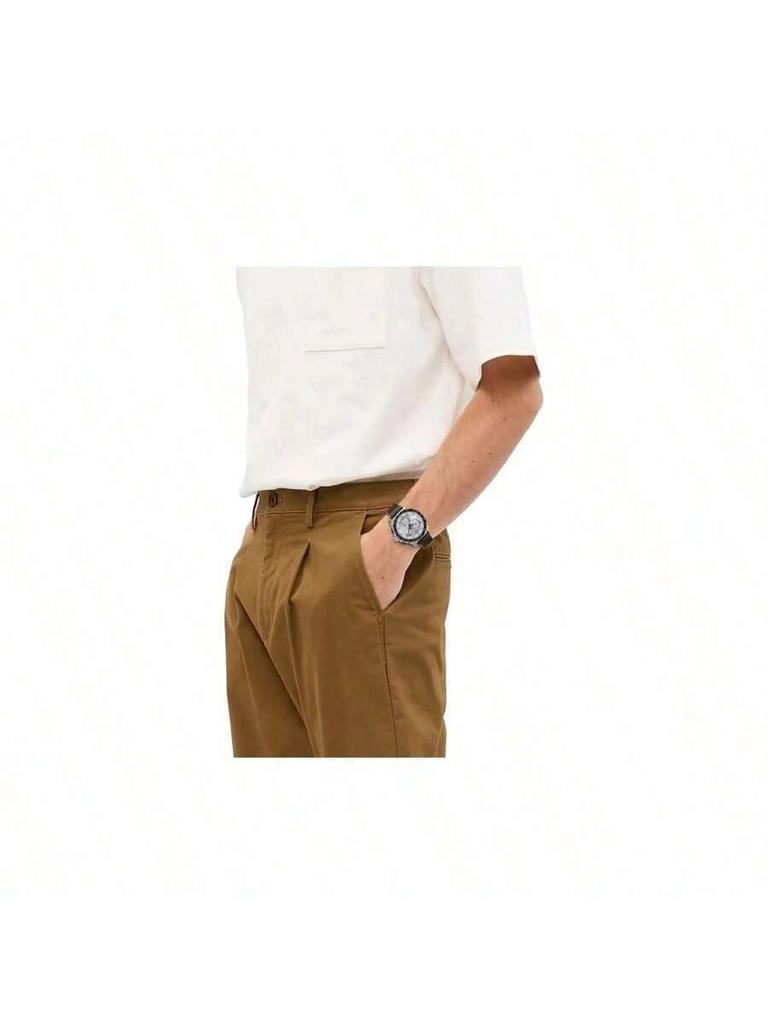 Men's Quartz Watch with White Dial, Stainless Steel Case, Leather Strap, Exquisite Dial Face, Business Style, High Quality, T063.610.16.038.00