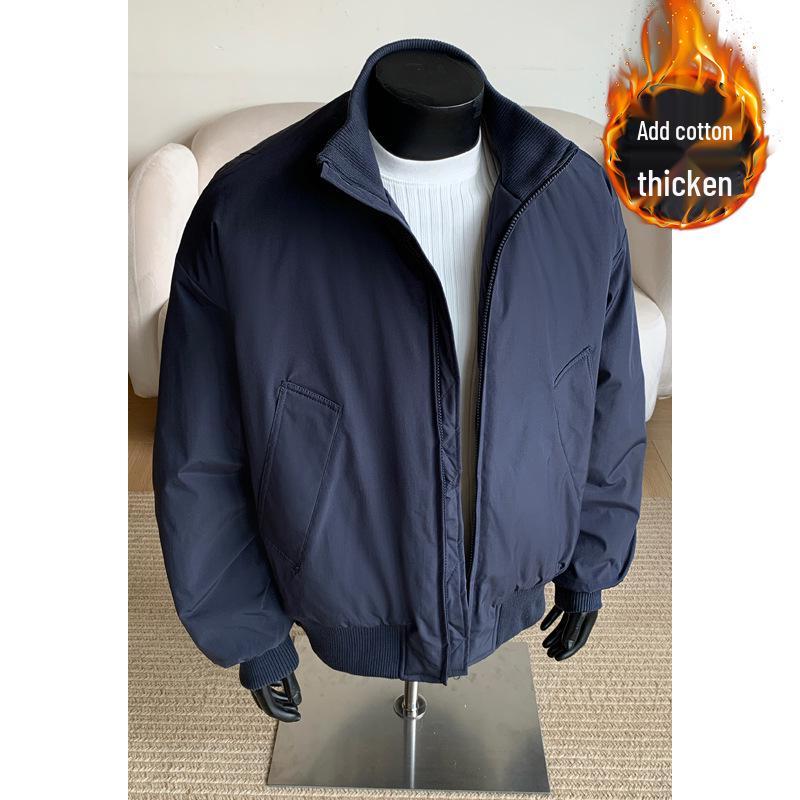 Unisex Dark Style Warm Winter Padded Jacket with Stand Collar