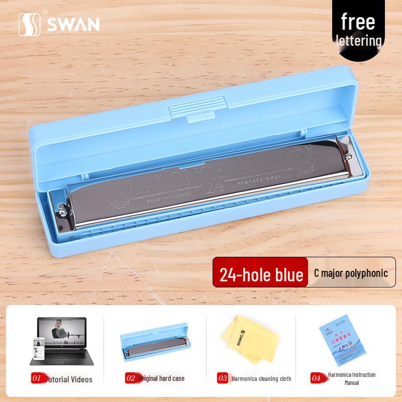 

Swan Double-reed 24/28-Hole C Key Harmonica for Beginners & Professionals No specification
