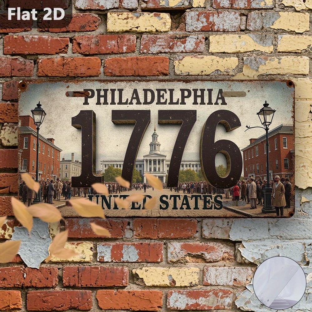 

D Flat D Flat Printing pc Vintage Tin Sign Decorative Plaque Statues (cm X cm) Philadelphia Hall USA Retro 15x30cm(5.9x7.8inch)