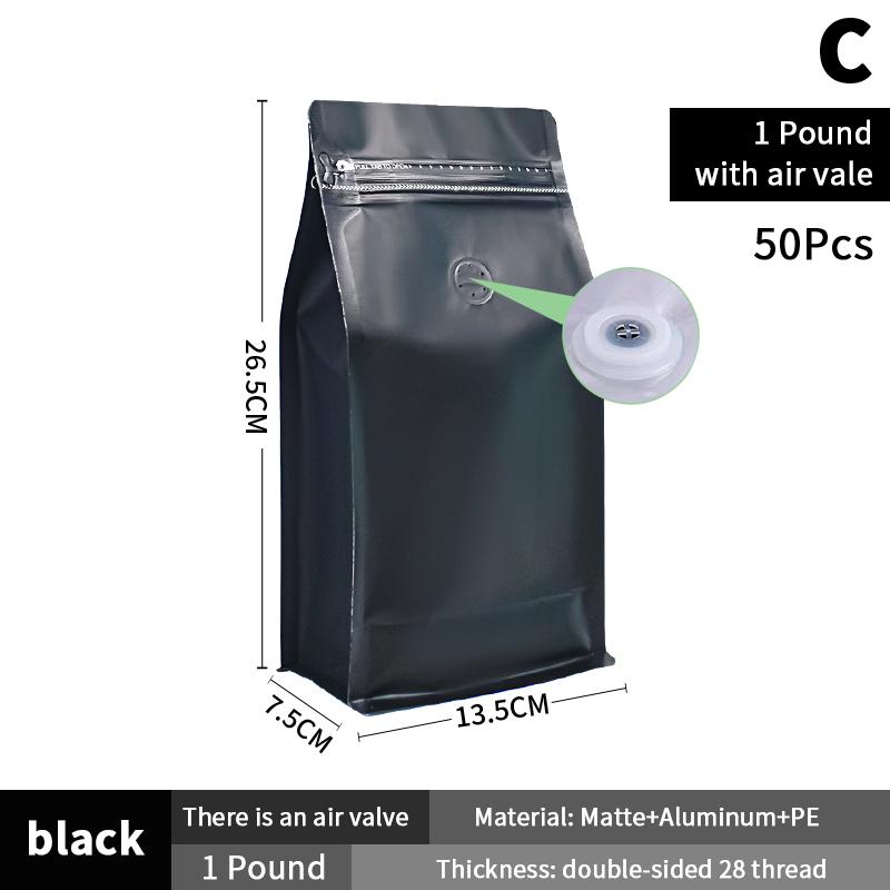 50Pcs Coffee Stand Up Pouch With Valve &Ziplock Pulltab Ground Coffee Beans Nutdried Tea Leaf Mga Pouches Ng Kap