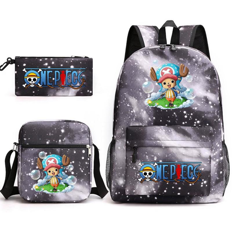 One Piece Anime Backpack Kids School Use Large Capacity Oxford Fabric Dual Shoulder Bag With Padded Straps