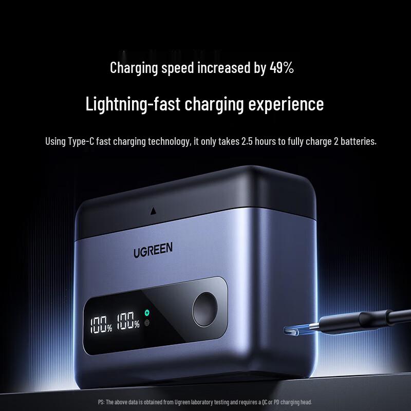 UGREEN CP639 Dual Fast Charger for Fujifilm Camera Batteries CN plug (adapter included)