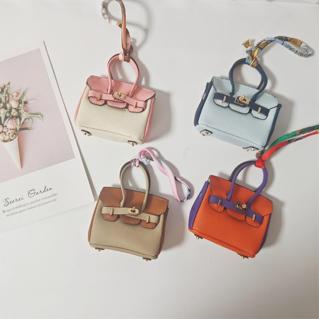 Shidai Xinyu Mini Cowhide Bag High-Grade Canvas Color Bag Accessory Coin Purse Earphone Bag Hanging Decoration Car Key Chain