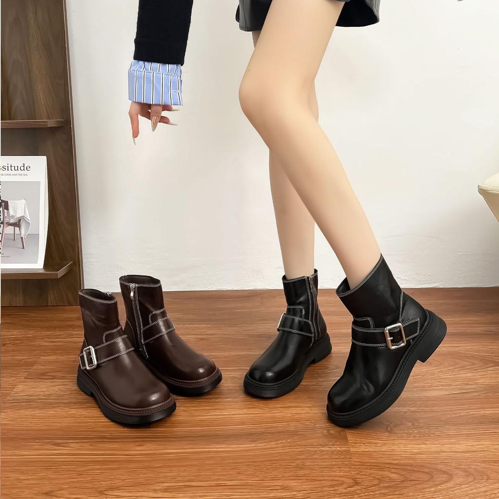Grape Mother Winter New Retro Knight Boots Women's Boots Side Zipper Short Boots Children's French Fashion Women's Boots