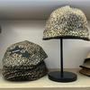 American cool leopard print forward hat women's retro big head circumference bucket hat showing small face soft brim cap new