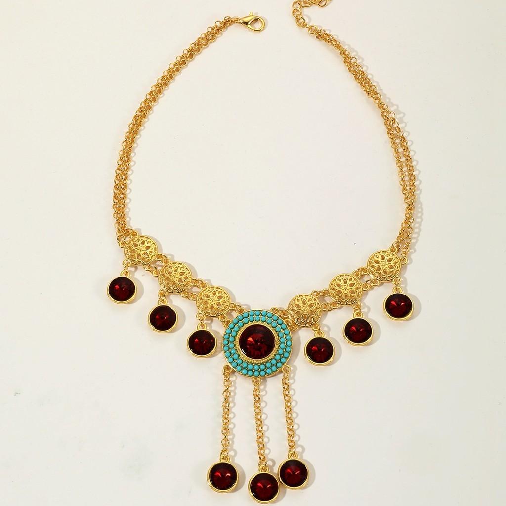 Summer Trending Jewelry With Red Gemstone Drop And Geometric Design For All