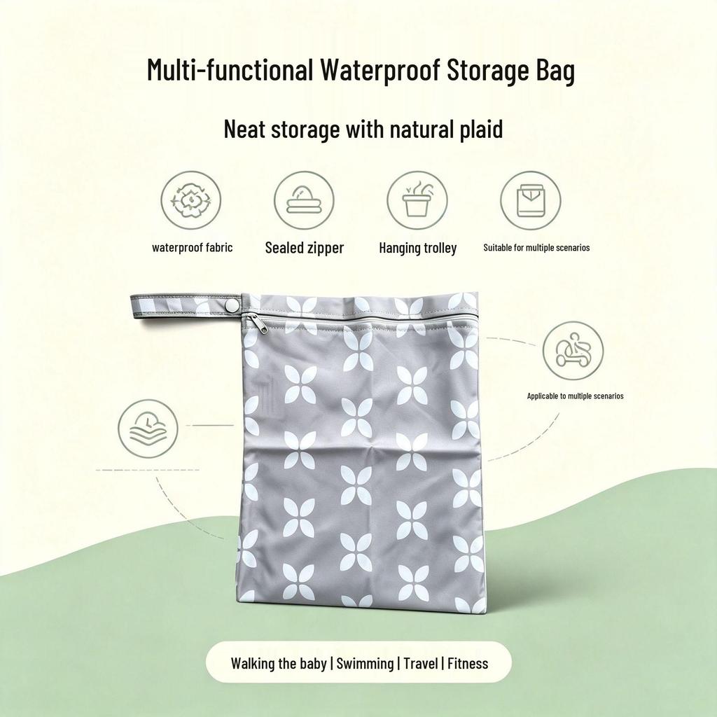Waterproof Single Pocket Reusable Wet Diaper & Sanitary Napkin Bag