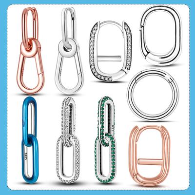 Pendiente de eslabón de plata 925, conector de dos anillos, cuentas colgantes, compatible con pulsera de estilo Original, regalo de joyería 