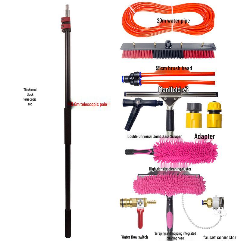 20-60 Ft Solar Panel & Window Cleaning Brush Kit