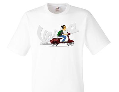 T-shirt Divertente Vespa Scooter Bianca - 524-
