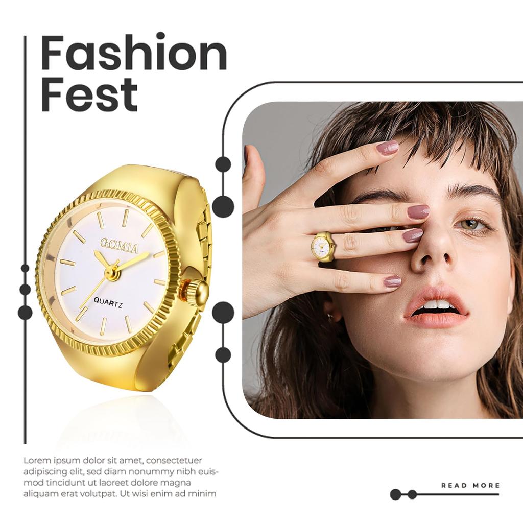 Ring Watch Ring Fashionable One Size Fits Stainless Steel Ring Watch Analog Waterproof Simple Quartz Watch Gold Silver Fashion Accessory Birthday