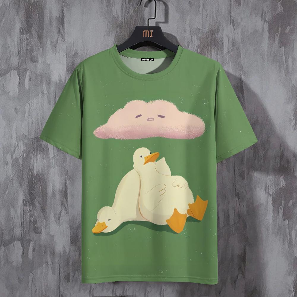 Tričko Pro muže Funny Duck Potisk Ležérní Sportovní Potištěný Posádka Výstřih Sportovní Košile Pulovr Krátké Rukávy Topy Pánské oversized oblečení