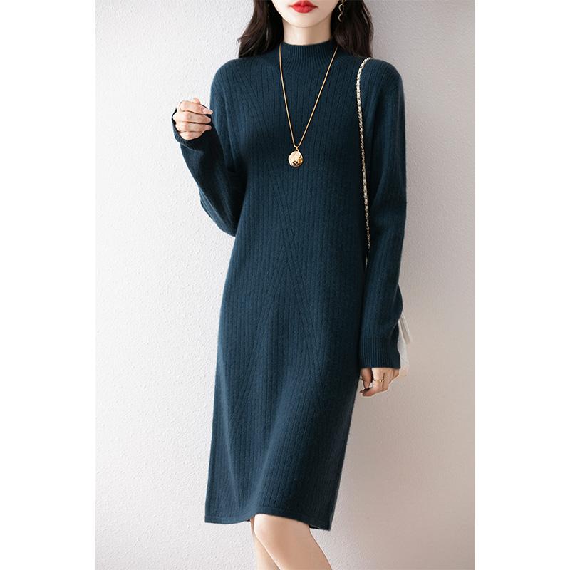 

Женское кашемировое платье Qinghe кашемир 30% кашемир 70% шерсть осенне-зимняя кашемировая юбка мягкая и теплая XL синий