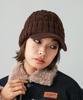 [X-girl] KNIT CASQUETTE Cap for Women, BROWN