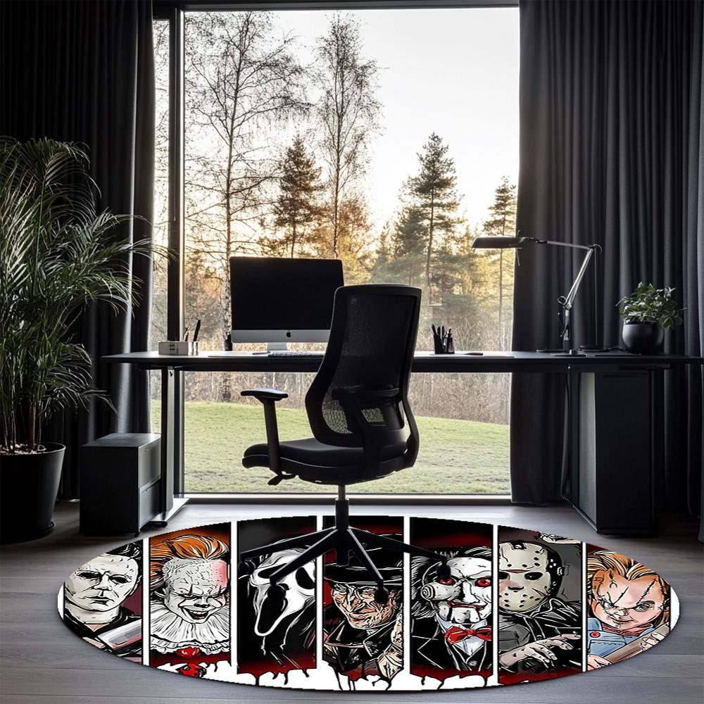 Halloween horror Printed Round Rug Carpet Chair Rug Area Rug Entryway Doormats,for Office Chair Living Room Bedroom Kitchen Room.