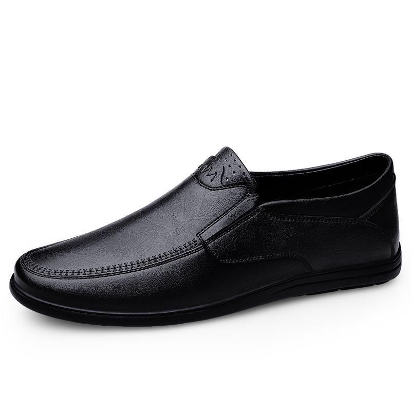 Men s Formal Leather Slip-On Loafers - Large Size Driving Moccasins 44