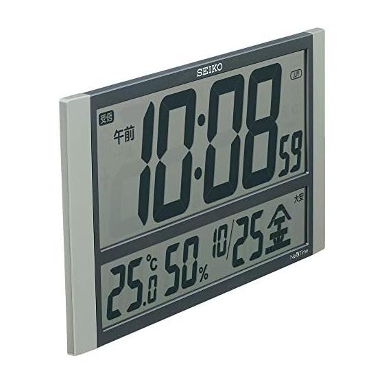 Seiko Clock Wall Clock Office Type Radio Wave Large Digital Calendar Temperature Humidity Display Seiko Nextime Silver Metallic Body Size: 23.0 X