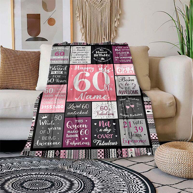 Happy 60Th Birthday Customize Your Name Blanket Used For Chair Office Sofa Bed Camping Soft And Warm Giving Friends And Relatives Birthday Graduation
