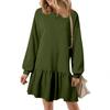 Women's  Long Sleeve Pullover Top Knit Ribbed Knit Patchwork Sweatshirt Dress Casual  Dresses