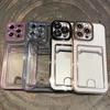 Electroplated Card Holder iPhone Case for iPhone 17, Compatible with Apple 15/16e, Transparent, Simple Design for 14/13/12, Fits Models 11/78.