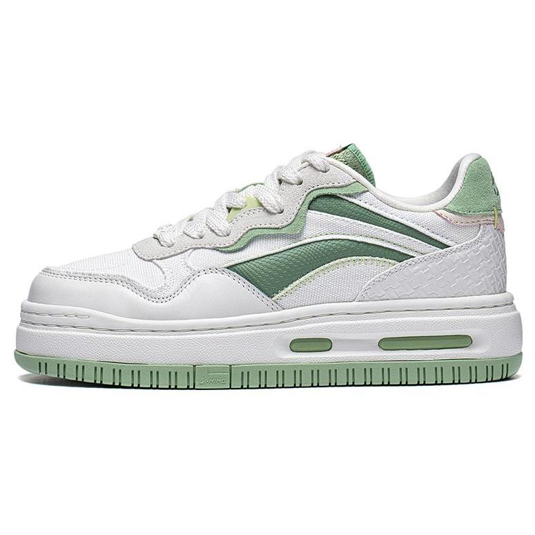 New LiNing Future C1 Slip Resistant Low Top Skateboard Shoes Women's White Green AGCT120-3