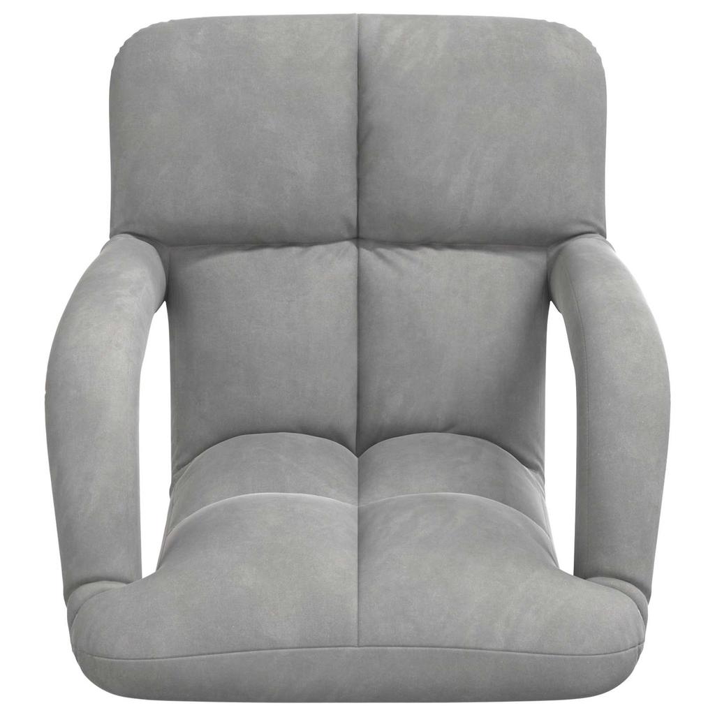 Adjustable Floor Chair Light Grey Velvet