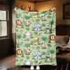 1PC Jungle animalsOutdoor Flannel Blanket - Soft Plush Decor for Picnics, Camping, Bedroom, Playroom, Office, or Lunch Break 1356A