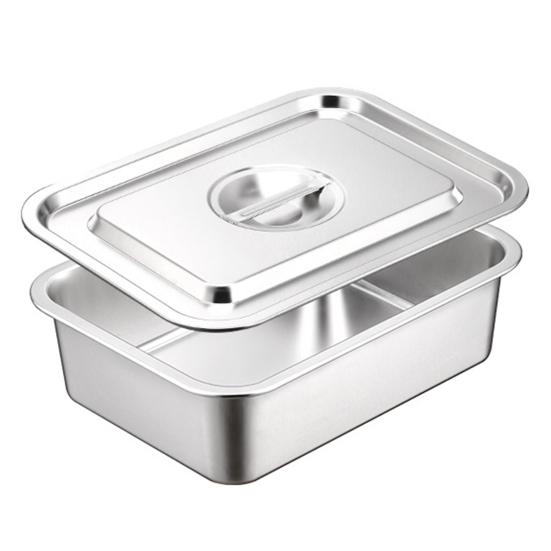 Flat Bottom Square Basin Stainless Steel Extra Deep Lasagna Baking Pan with Lid Non-stick Roasting Casserole Dish