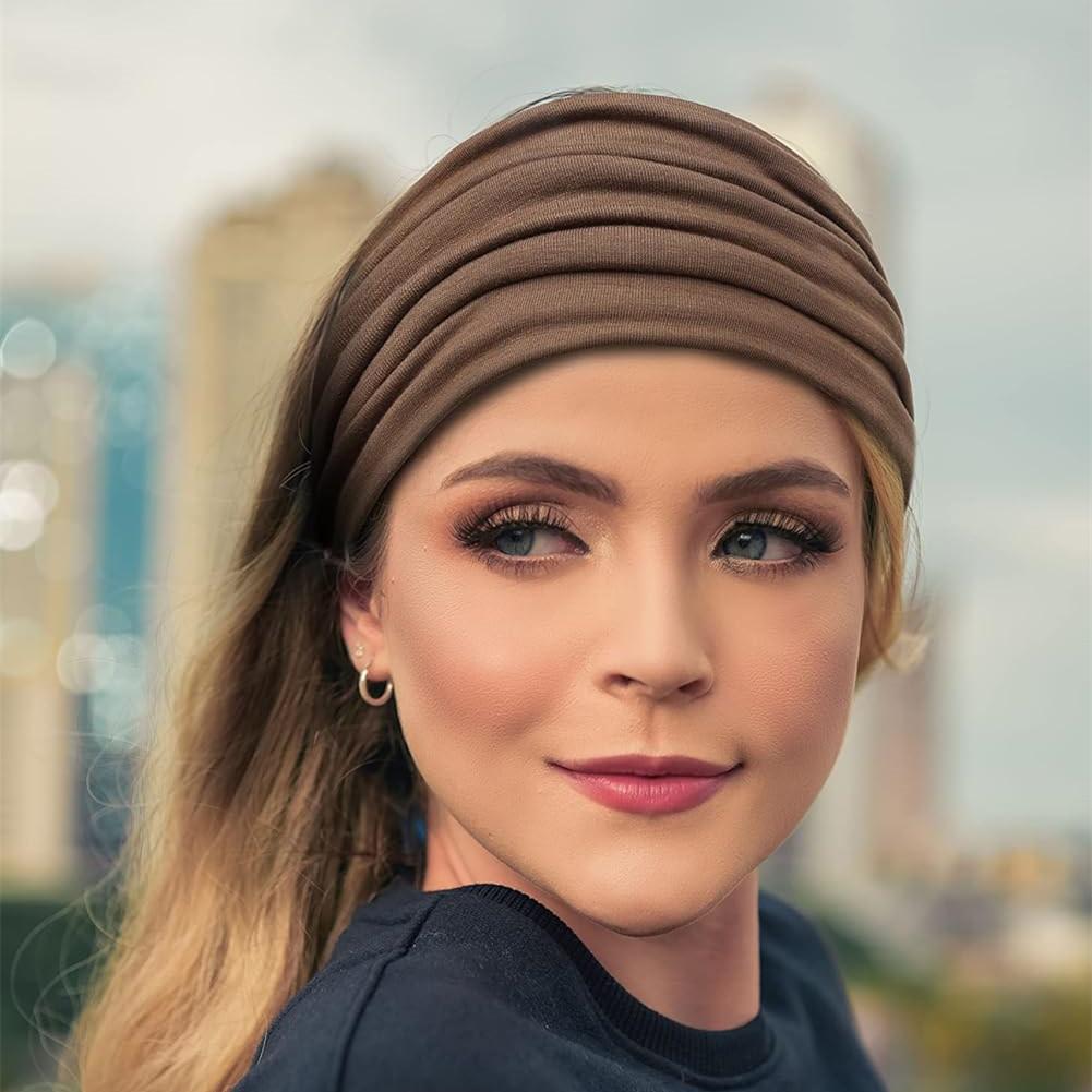 Wide Headbands for Women Large Turban Headwrap Boho Hairband Twisted Head Bands Sport Workout Stretch Non-slip Hair Accessories