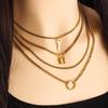 Women's Retro Multi-layer Necklace with Round Ring & Heart Lock Charm - Thick Clavicle Chain Accessory