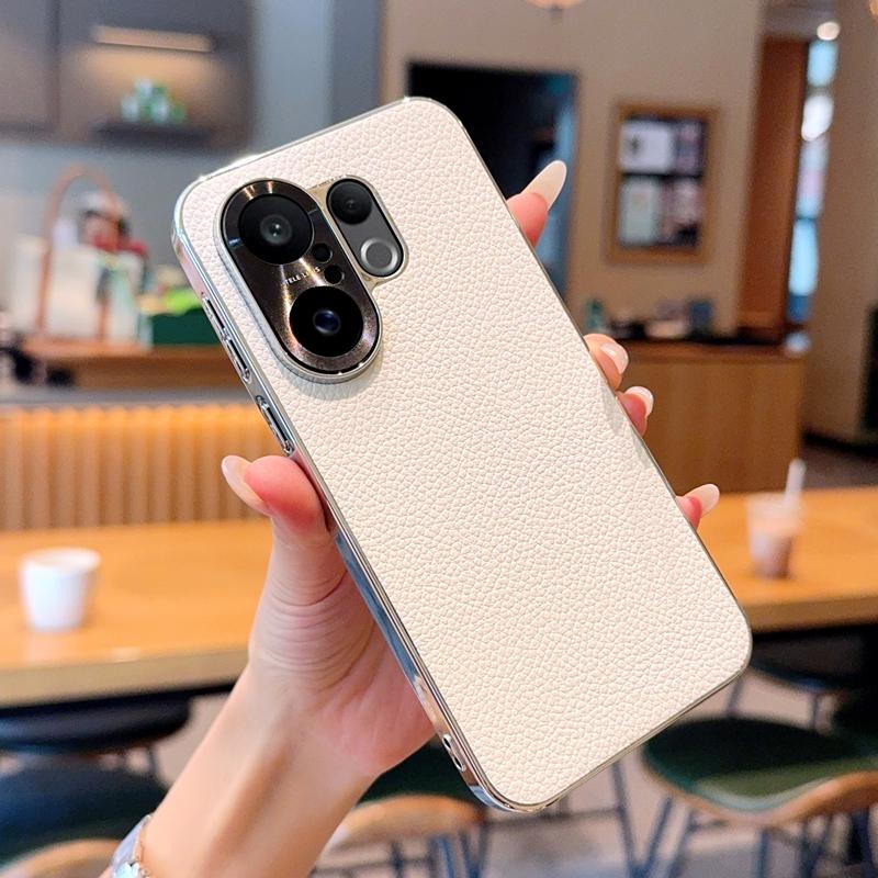 For Vivo V31 5G/V40 Pro/V50/V50 Pro/V60/X200 FE Case Lychee Pattern Leather Metal Alloy Camera Frame Protection Back Case Cover