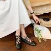 Internet Celebrity Su Yinyin with Block Carved Hollow Strap Flat Single Shoes Women's Retro Versatile Commuter Ballet Shoes