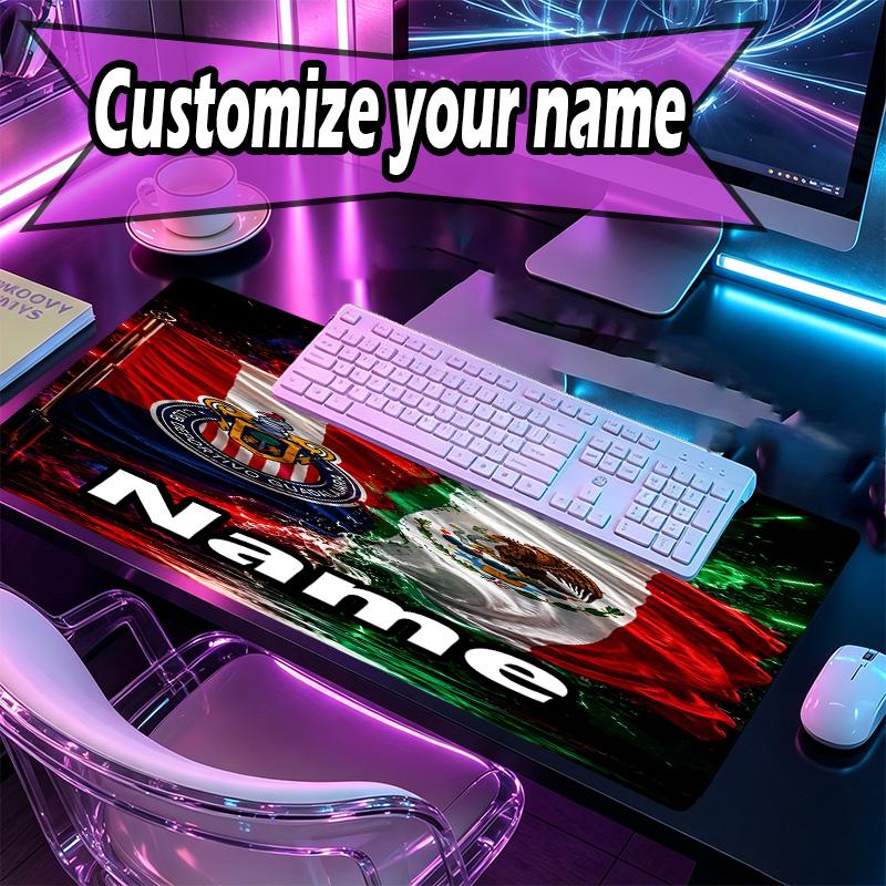 Custom Name Personalized Club Deportivo Guadalajara Pattern Mousepad, Laptop PC Desk Mat, Decorative Desk Mat for Home Keyboard Pad Gift