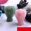 Rose Quartz and Jade Angel Carvings - Semi-Precious Crystal Home Decor