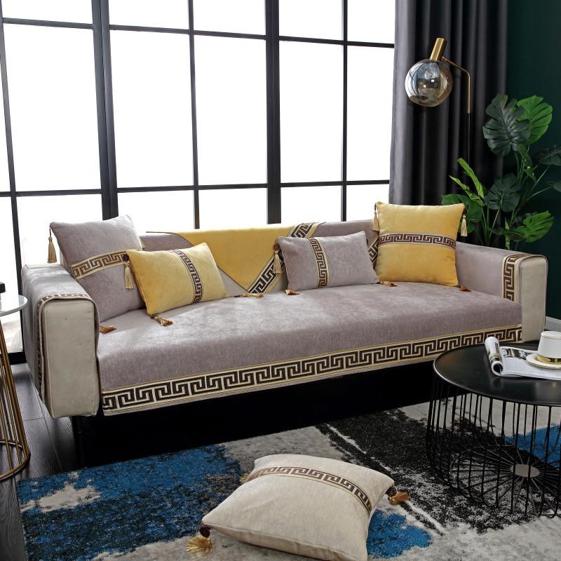 Four Seasons Noua perna de canapea din chenille chinezeasca Moderna, simpla, de culoare solida, perna de canapea Prosop