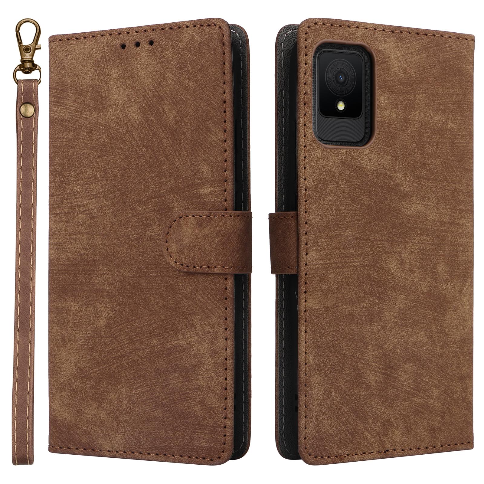 

For TCL 502 Case RFID Blocking Drop-proof Wallet Phone Cover with Handy Strap E