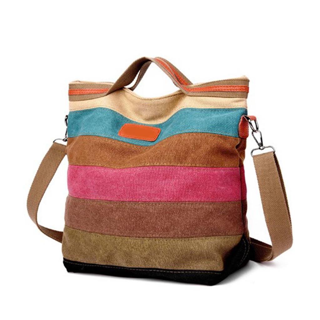 Multicolor Canvas Bag Fashionable Comfortable Casual Large Capacity Crossbody Bag for Women Female Multicolor Free Size
