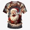 Men's T-shirt Santa Claus Theme Print Casual Loose Comfortable Breathable Oversized Short Sleeved T-shirt
