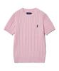 YALE Women'S Heritage Dan Cable Short Sleeve Round Knit Light Pink