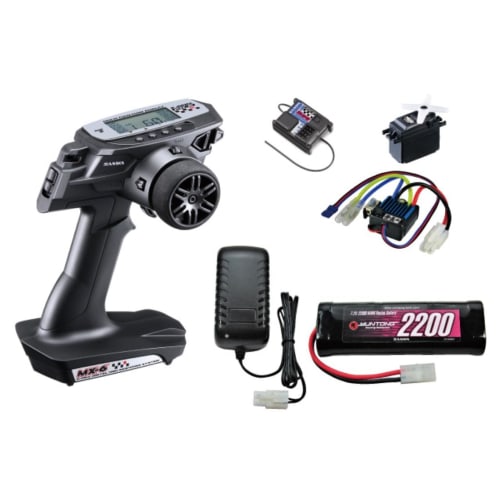 SANWA MX-6 EP START SET for RX-391W/BL-SIGMA/SRM-102Z Electric RC Cars. Includes a Waterproof Receiver, Standard Servos, a Brushed Motor ESC with Reve