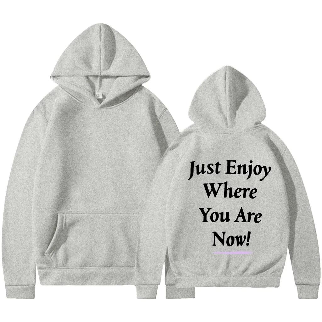 Just Enjoy Where You Are Now Women Amazon New Hooded Plus Velvet Printed Solid Color Sweatshirt