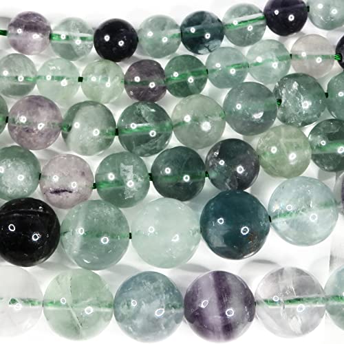 SmileStone Fluorite Mixed Fluorite Beads, 10mm, Sold as a Strand (Approx. 38cm), Natural Stone, Power Stone Beads (10mm)