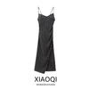 Fashion Style 2024 Summer New Arrival Women's Sling Ruched Decorative Polka Dot Print Midi Skirt Dress 2976764