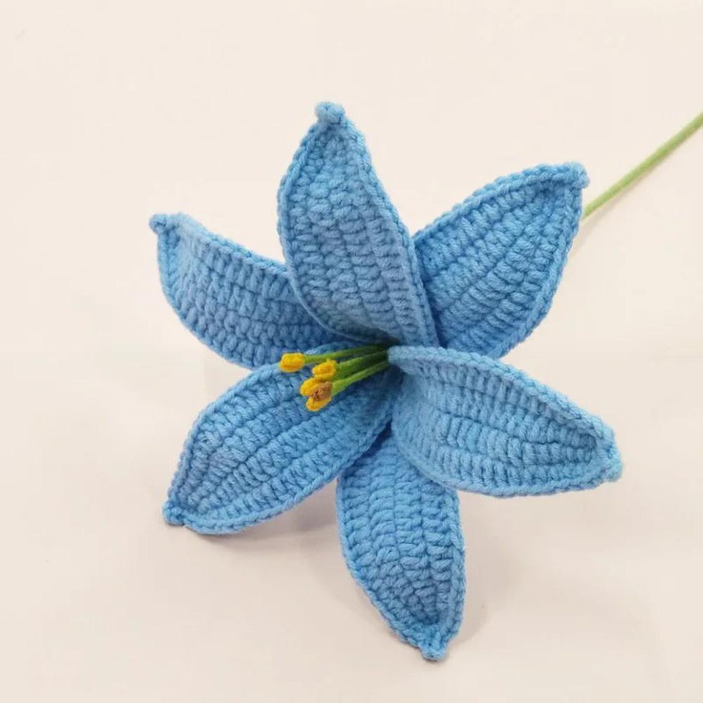 Yarn Hand-Knitted Lily Flower Gifts Fake Flower Plants Crochet Lily Flowers Bouquet Home Decor